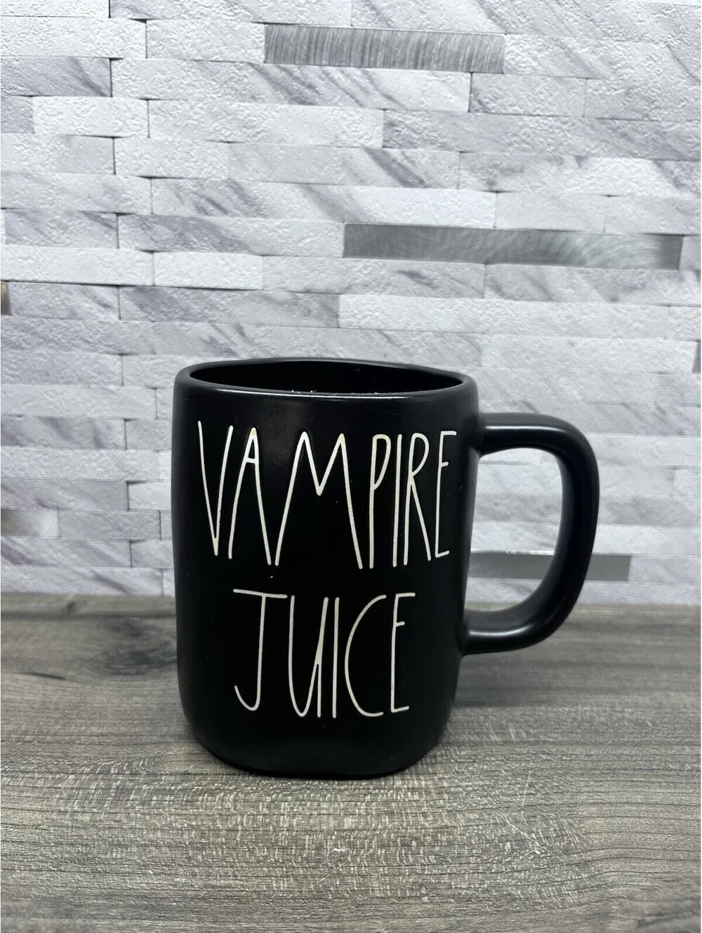 Rae Dunn Ceramic Coffee Mug Black Vampire Juice Halloween Artisan Collection